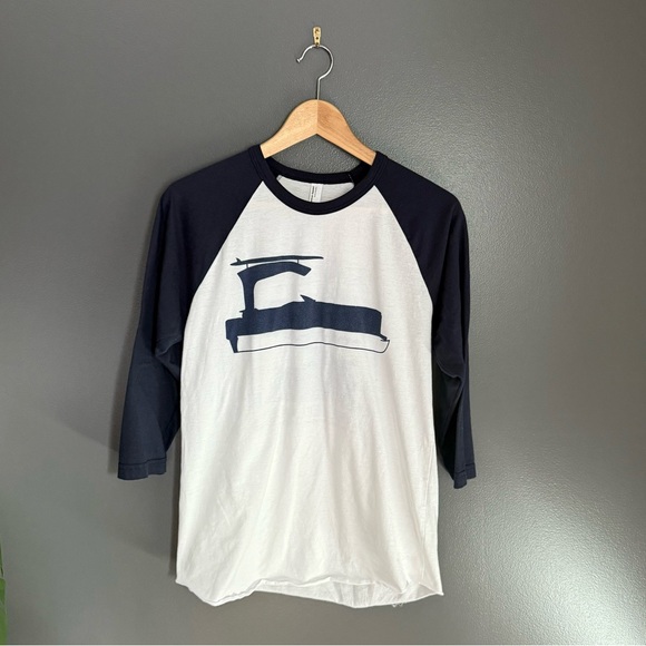 American Apparel Tops - American Apparel Narrows Yacht Club Lake Leeanu Baseball Tee Navy and White M